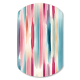 Blue And Pink Artist Strokes Line Pattern Bliss - Asymmetric Metal Wall Art