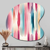 Blue And Pink Artist Strokes Line Pattern Bliss - Asymmetric Metal Wall Art