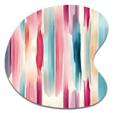 Blue And Pink Artist Strokes Line Pattern Bliss - Asymmetric Metal Wall Art