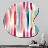 Blue And Pink Artist Strokes Line Pattern Bliss - Asymmetric Metal Wall Art