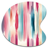 Blue And Pink Artist Strokes Line Pattern Bliss - Asymmetric Metal Wall Art