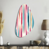 Blue And Pink Artist Strokes Line Pattern Bliss - Asymmetric Metal Wall Art