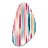 Blue And Pink Artist Strokes Line Pattern Bliss - Asymmetric Metal Wall Art