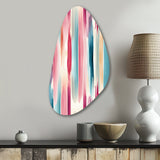 Blue And Pink Artist Strokes Line Pattern Bliss - Asymmetric Metal Wall Art