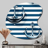 Nautical Charm Striped Pattern - Asymmetric Metal Wall Art