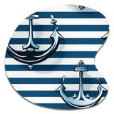 Nautical Charm Striped Pattern - Asymmetric Metal Wall Art