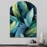 Blue And Teal Parrot Feathers - Asymmetric Metal Wall Art