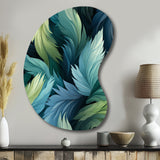 Blue And Teal Parrot Feathers - Asymmetric Metal Wall Art