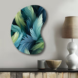 Blue And Teal Parrot Feathers - Asymmetric Metal Wall Art