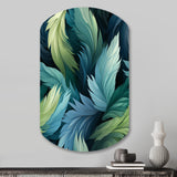 Blue And Teal Parrot Feathers - Asymmetric Metal Wall Art