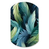 Blue And Teal Parrot Feathers - Asymmetric Metal Wall Art