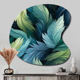 Blue And Teal Parrot Feathers - Asymmetric Metal Wall Art