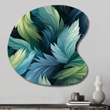 Blue And Teal Parrot Feathers - Asymmetric Metal Wall Art