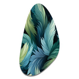 Blue And Teal Parrot Feathers - Asymmetric Metal Wall Art