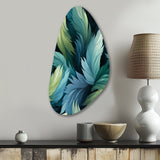 Blue And Teal Parrot Feathers - Asymmetric Metal Wall Art