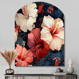 Hibiscus Twilight Ii Tropical Pattern - Asymmetric Metal Wall Art