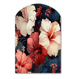 Hibiscus Twilight Ii Tropical Pattern - Asymmetric Metal Wall Art