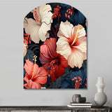 Hibiscus Twilight Ii Tropical Pattern - Asymmetric Metal Wall Art