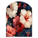 Hibiscus Twilight Ii Tropical Pattern - Asymmetric Metal Wall Art