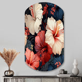 Hibiscus Twilight Ii Tropical Pattern - Asymmetric Metal Wall Art