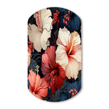 Hibiscus Twilight Ii Tropical Pattern - Asymmetric Metal Wall Art