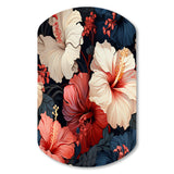 Hibiscus Twilight Ii Tropical Pattern - Asymmetric Metal Wall Art