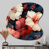 Hibiscus Twilight Ii Tropical Pattern - Asymmetric Metal Wall Art