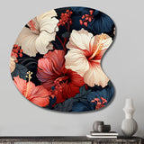 Hibiscus Twilight Ii Tropical Pattern - Asymmetric Metal Wall Art