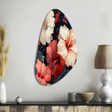 Hibiscus Twilight Ii Tropical Pattern - Asymmetric Metal Wall Art