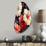 Hibiscus Twilight Ii Tropical Pattern - Asymmetric Metal Wall Art