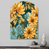 Sunflower Shores Tropical Pattern - Asymmetric Metal Wall Art