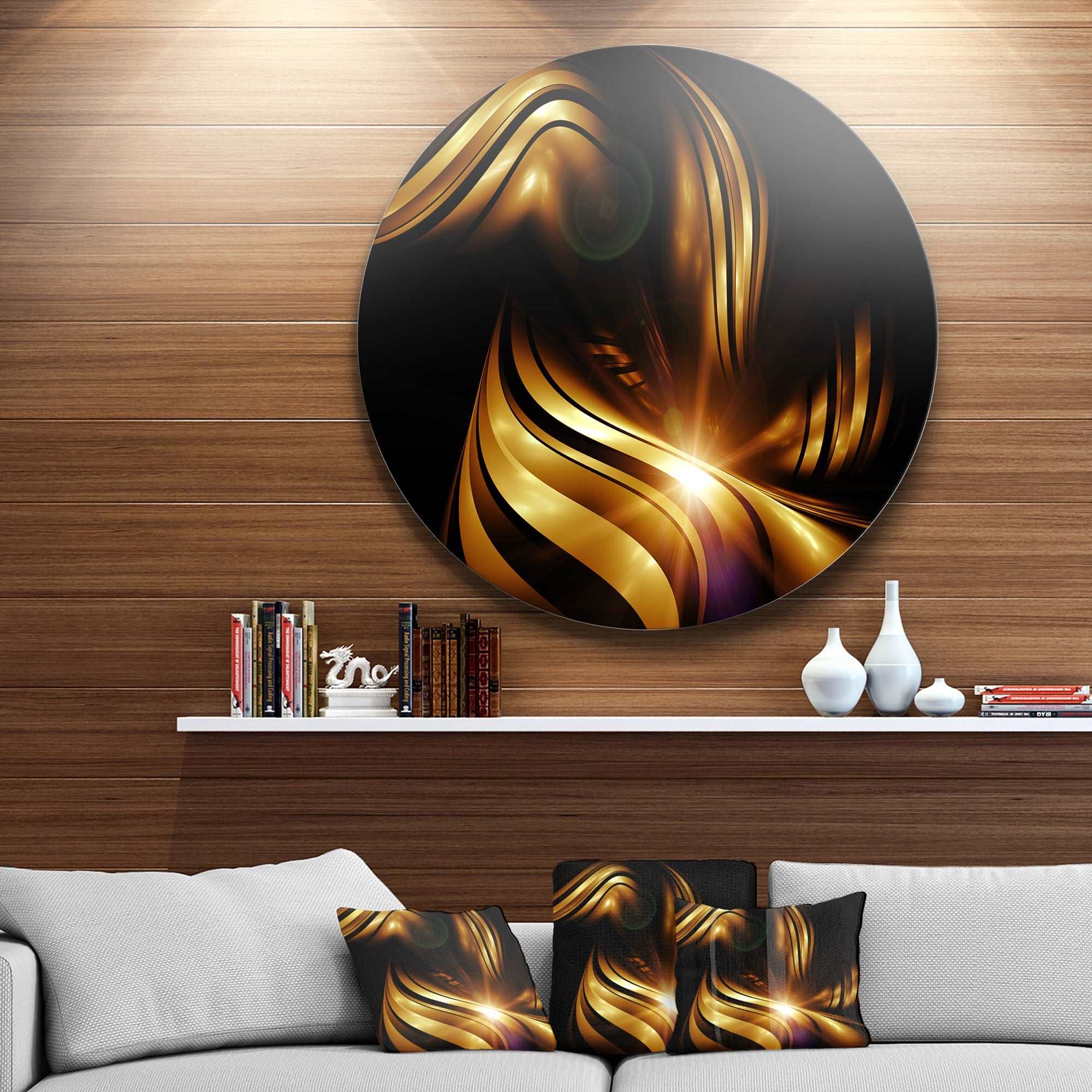 Abstract Gold Fractal Background Contemporary Abstract Wall Art