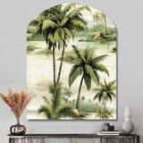 Vintage Palms Ii Tropical Pattern - Asymmetric Metal Wall Art