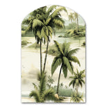 Vintage Palms Ii Tropical Pattern - Asymmetric Metal Wall Art