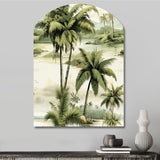 Vintage Palms Ii Tropical Pattern - Asymmetric Metal Wall Art