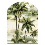 Vintage Palms Ii Tropical Pattern - Asymmetric Metal Wall Art