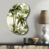 Vintage Palms Ii Tropical Pattern - Asymmetric Metal Wall Art