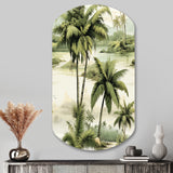 Vintage Palms Ii Tropical Pattern - Asymmetric Metal Wall Art