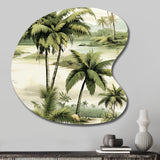 Vintage Palms Ii Tropical Pattern - Asymmetric Metal Wall Art