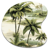 Vintage Palms Ii Tropical Pattern - Asymmetric Metal Wall Art