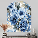 Floral Blue And White Victorian Pattern - Asymmetric Metal Wall Art