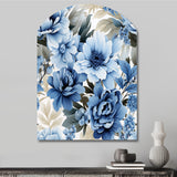 Floral Blue And White Victorian Pattern - Asymmetric Metal Wall Art