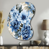 Floral Blue And White Victorian Pattern - Asymmetric Metal Wall Art