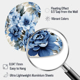 Floral Blue And White Victorian Pattern - Asymmetric Metal Wall Art