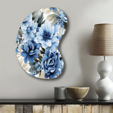 Floral Blue And White Victorian Pattern - Asymmetric Metal Wall Art