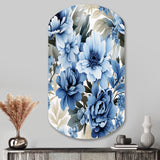 Floral Blue And White Victorian Pattern - Asymmetric Metal Wall Art