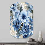 Floral Blue And White Victorian Pattern - Asymmetric Metal Wall Art