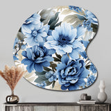 Floral Blue And White Victorian Pattern - Asymmetric Metal Wall Art