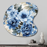 Floral Blue And White Victorian Pattern - Asymmetric Metal Wall Art