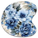 Floral Blue And White Victorian Pattern - Asymmetric Metal Wall Art